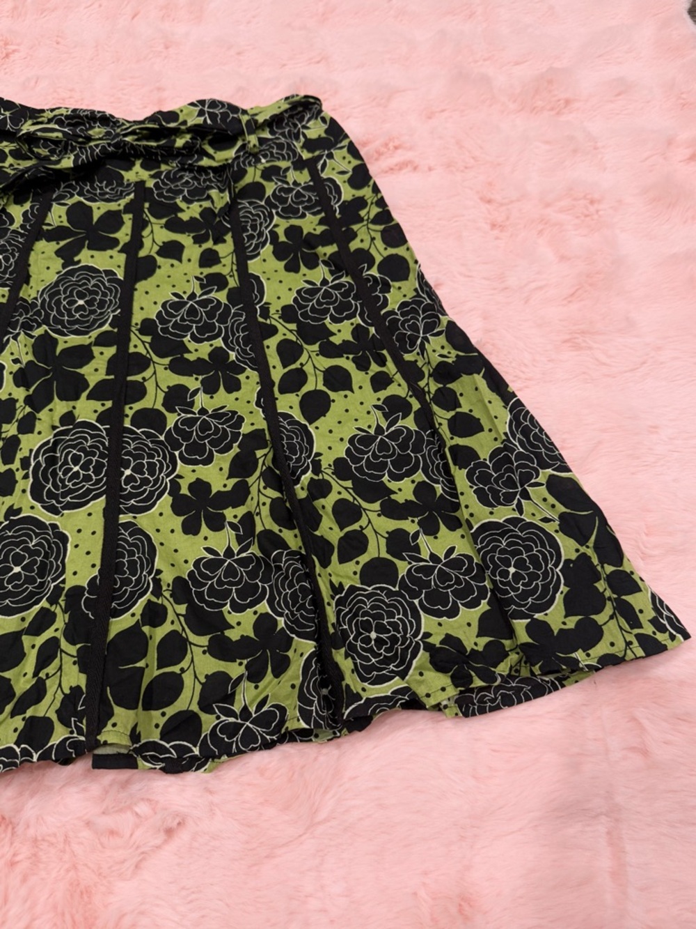 Apt. 9 Vintage Green Floral Polka Dot A-Line Midi Skirt - Picture 4 of 5